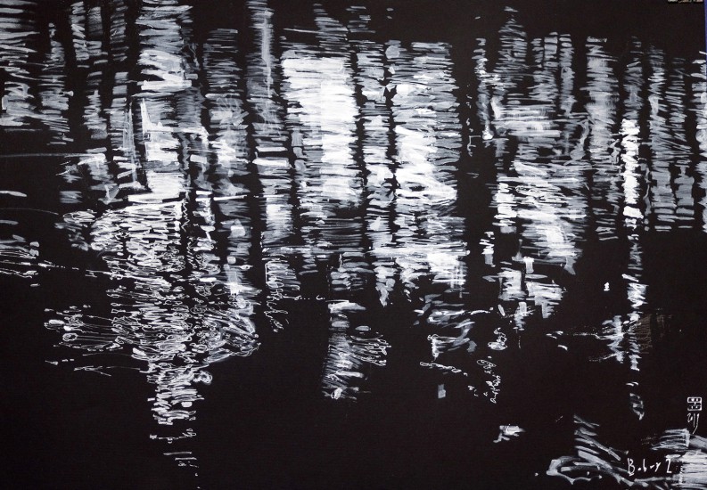Bobry 2 | rysunek markerami | 70x100 cm